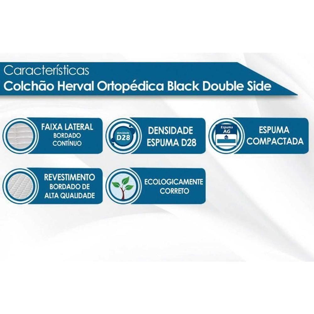 Cama Box Baú Queen: Colchão Espuma Herval D45 / AG65 Black Double Face + Base CRC Suede Black(158x198) - 2