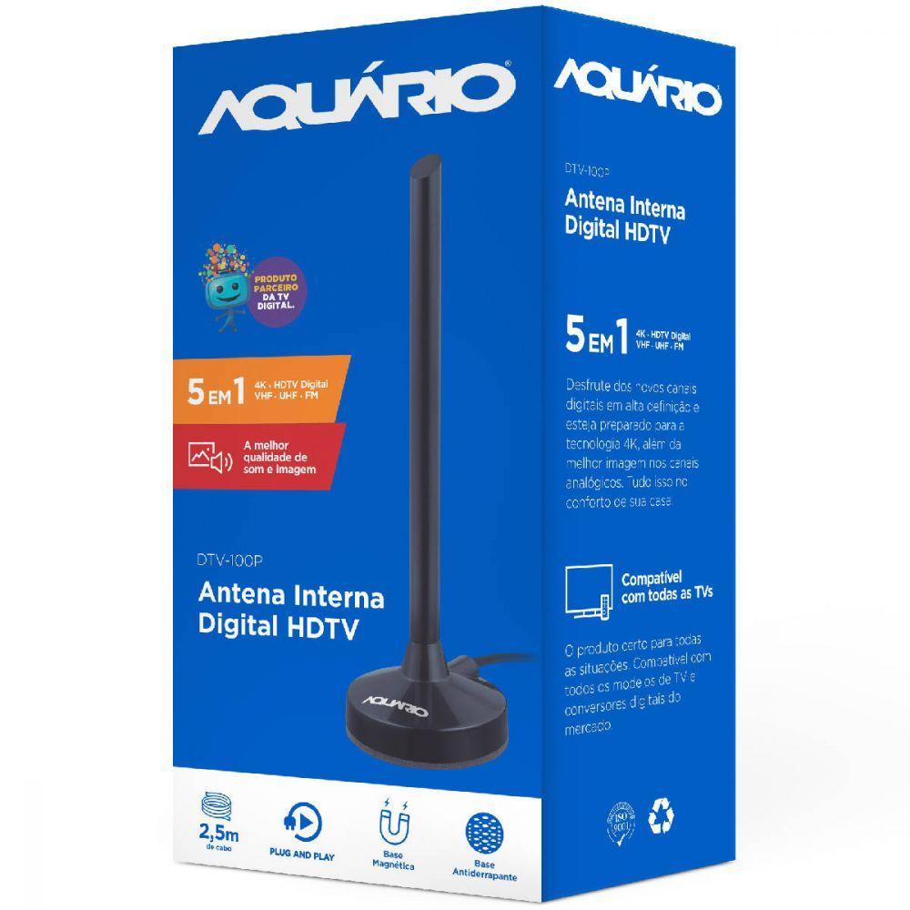 Antena Digital Hdtv Cabo Com 2,5 Metros Conector F Macho Vhf/uhf/fm/hdtv/4k Dtv-100p - 4