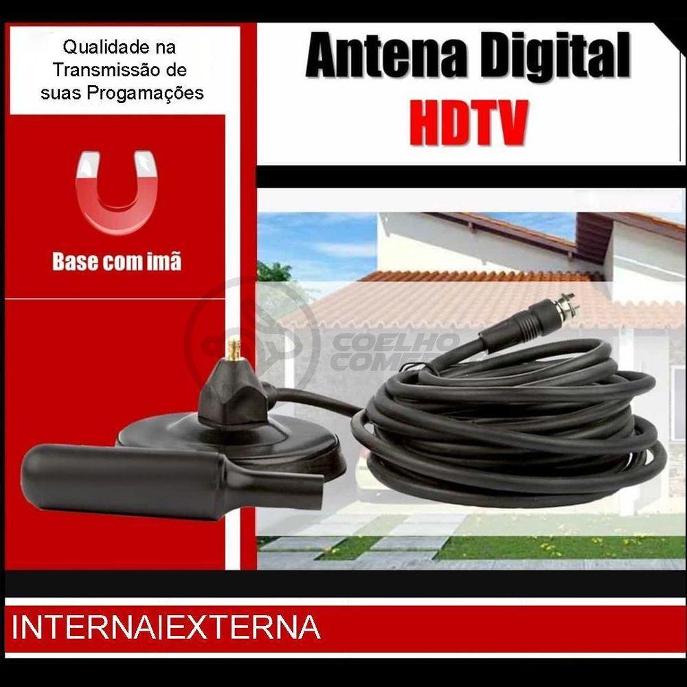 Antena Digital Portátil Interna E Externa Full Hdtv Vhf 4K - 6