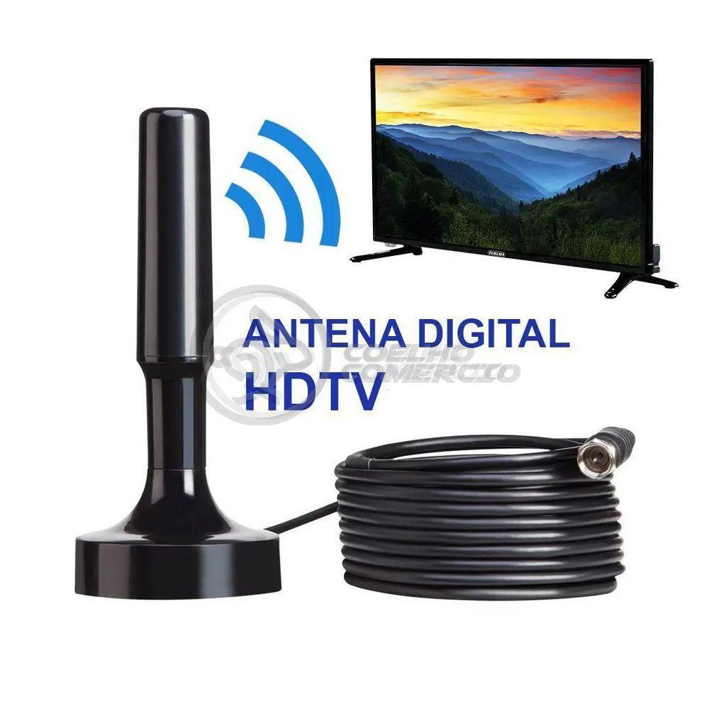 Antena Digital Portátil Interna E Externa Full Hdtv Vhf 4K - 6