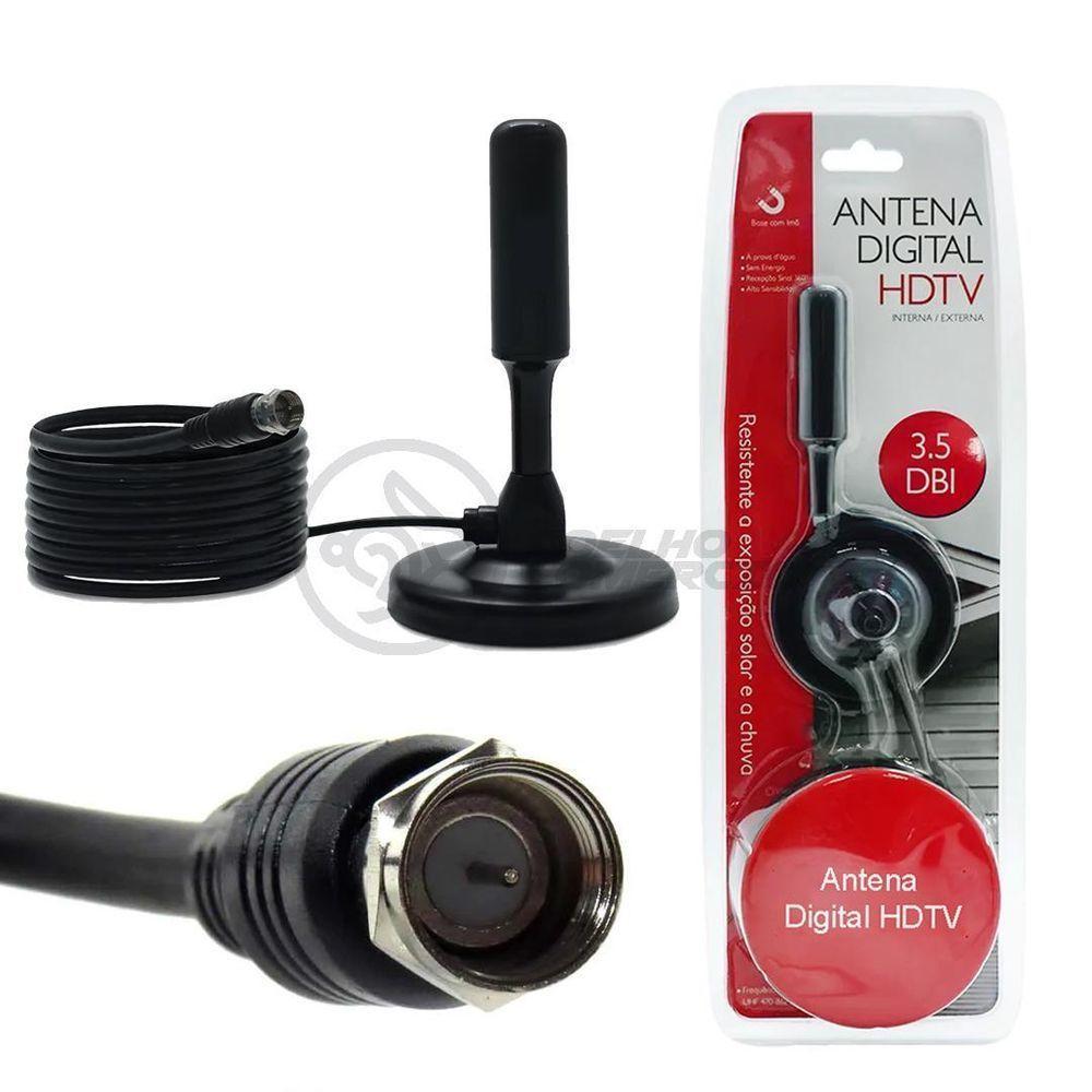 Antena Digital Portátil Interna E Externa Full Hdtv Vhf 4K - 6