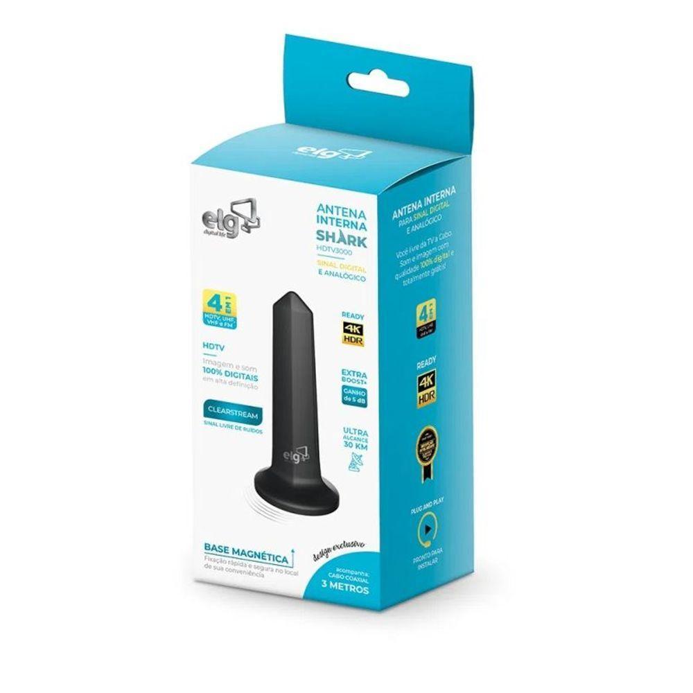 Antena Digital Interna Elg Com Cabo 3M Hdtv3000 - 3