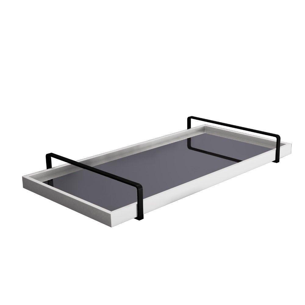 Bandeja Decorativa Espelhada Alça Preta Cor:branco - 1