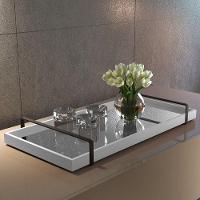 Bandeja Decorativa Espelhada Alça Preta Cor:branco - 6