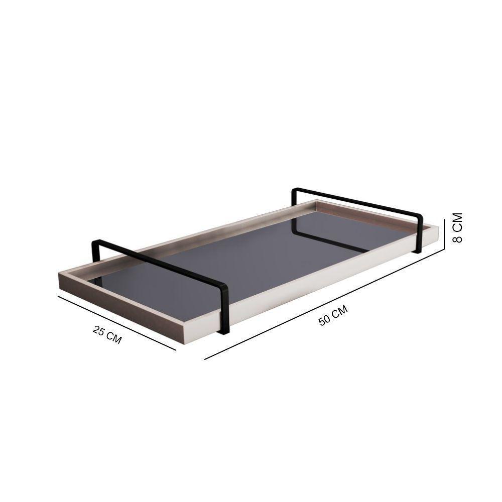 Bandeja Espelhada Laqueada com Alça Preta TNA Decor - 5