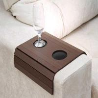 Bandeja Esteira Para Braço De Sofá Cor Imbuia Com Porta Copos - 1