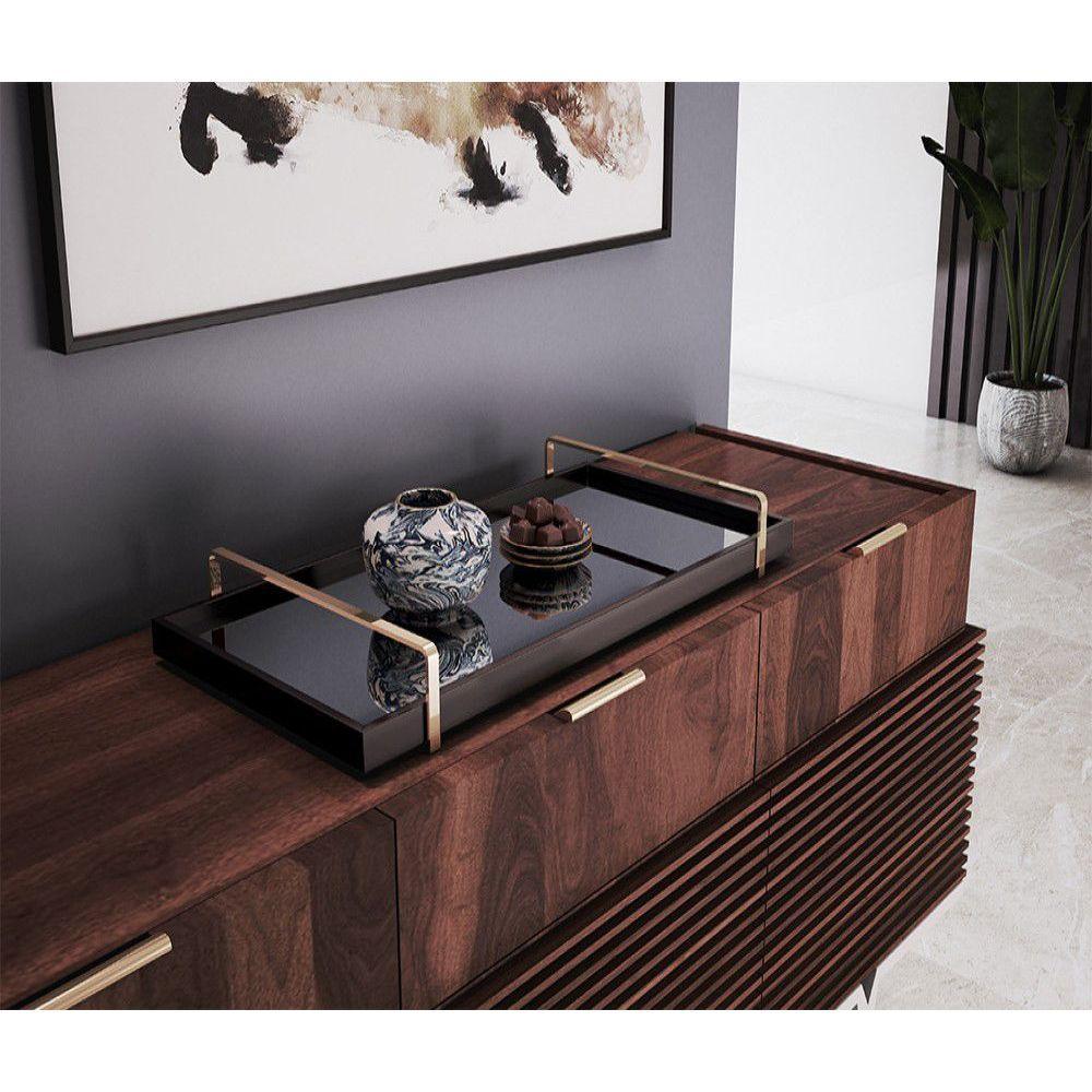 Bandeja Espelhada Laqueada com Alça Bronze - 4