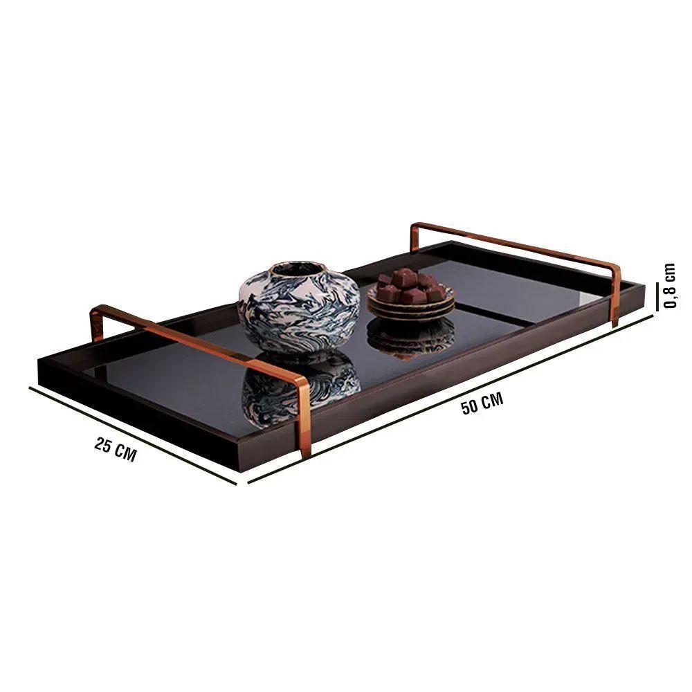 Bandeja Espelhada Laqueada com Alça Bronze - 6