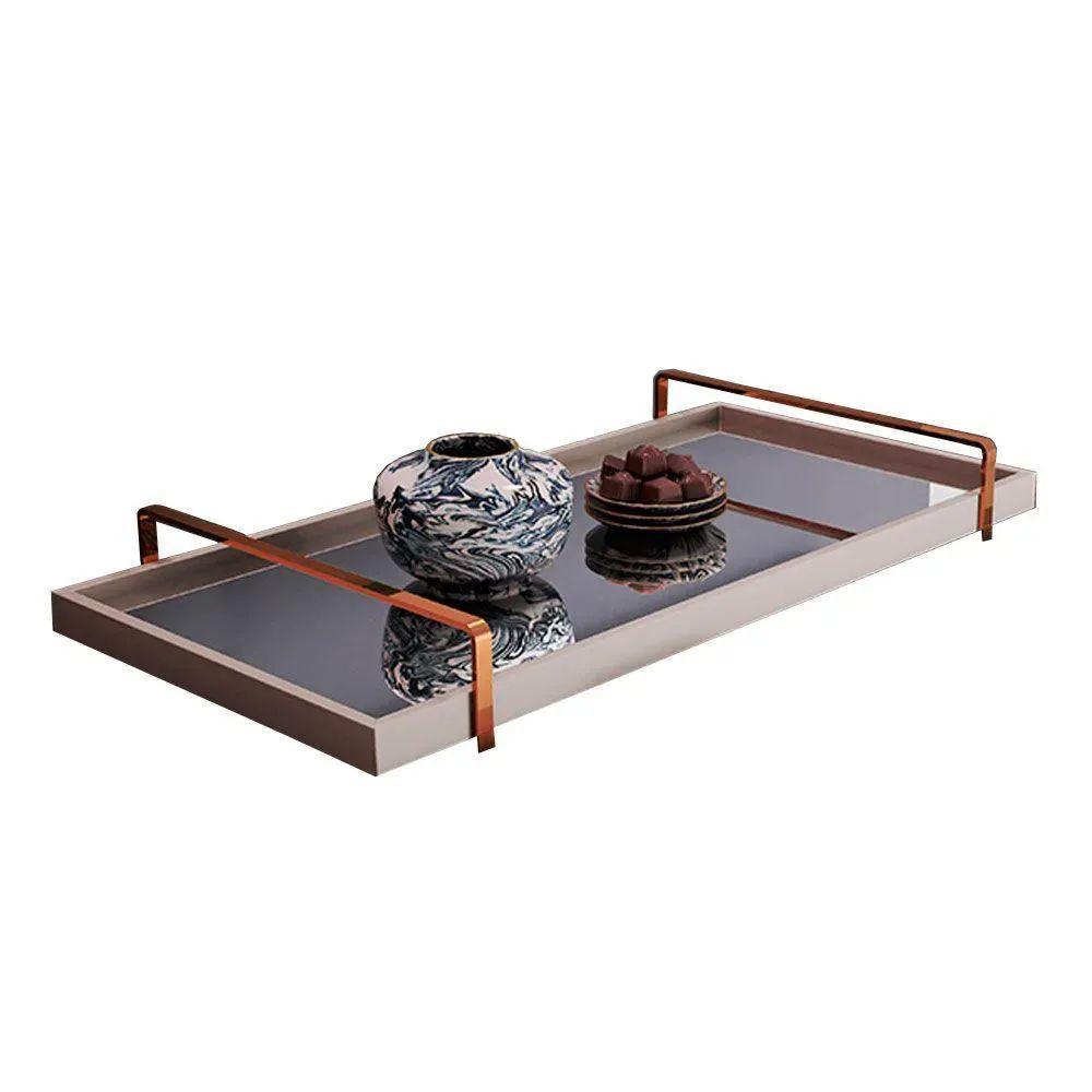 Bandeja Espelhada Laqueada com Alça Bronze - 2