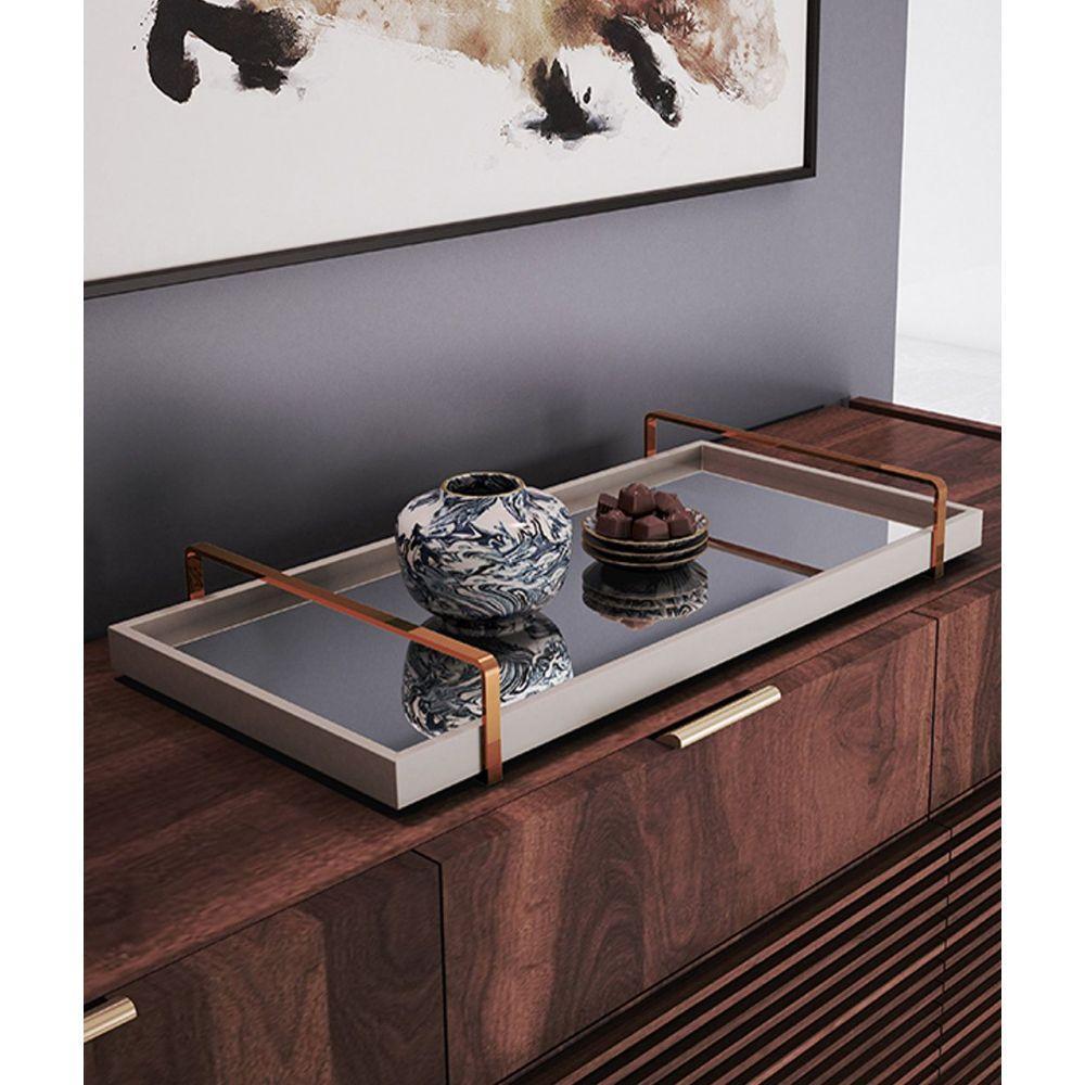 Bandeja Espelhada Laqueada com Alça Bronze - 3