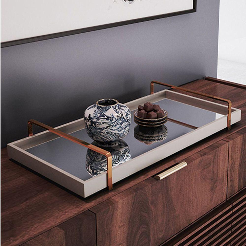 Bandeja Espelhada Laqueada com Alça Bronze - 4