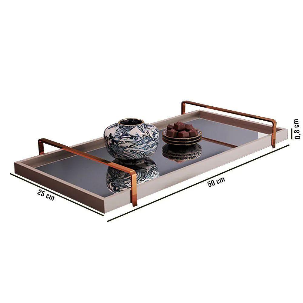Bandeja Espelhada Laqueada com Alça Bronze - 5