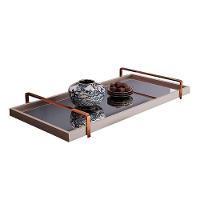 Bandeja Espelhada Laqueada com Alça Bronze - 1