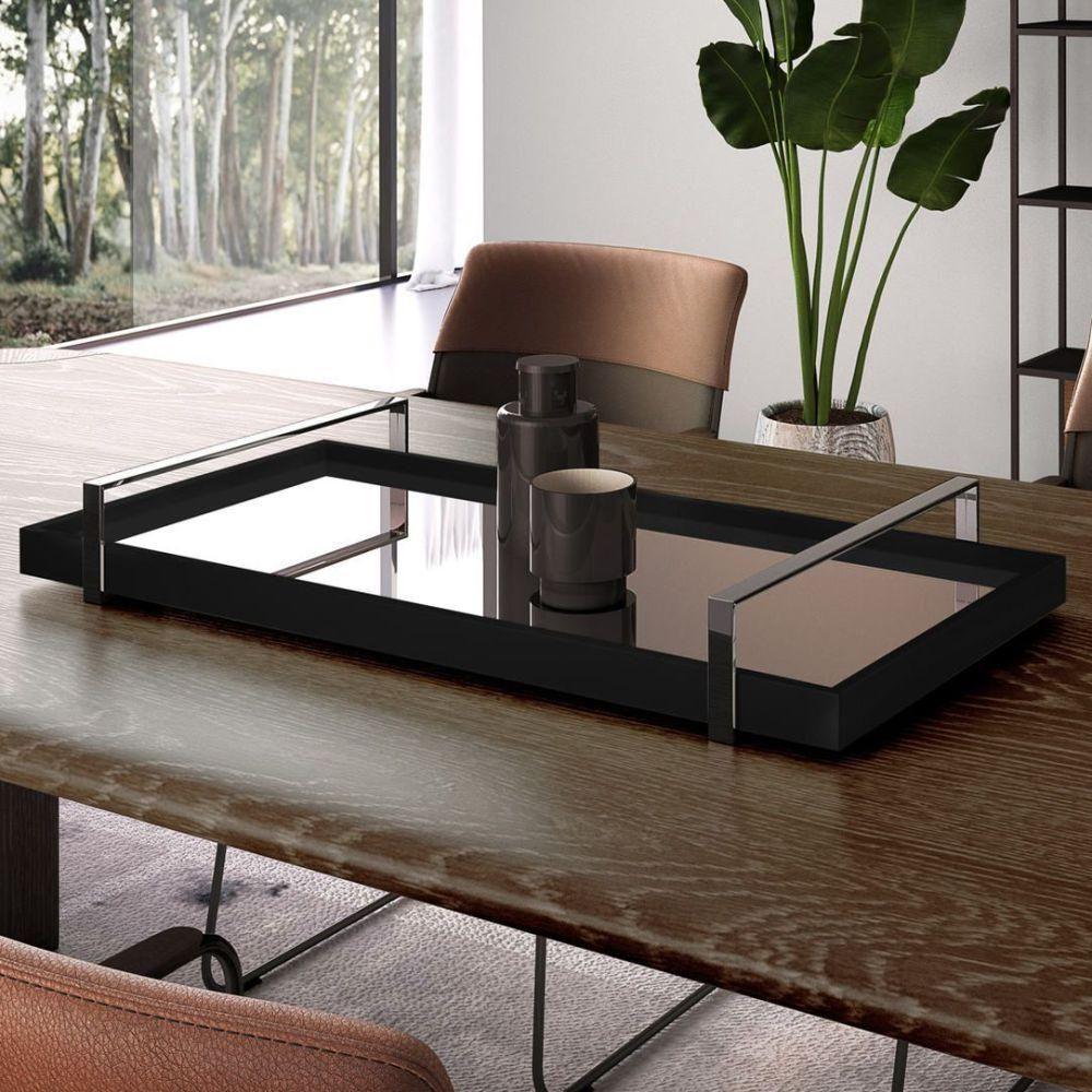 Bandeja Espelhada Laqueada Com Alça Cromada - 4