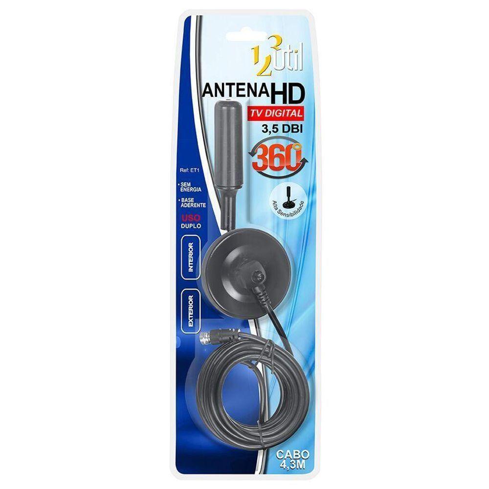 Antena Interna E Externa Hd Digital 3,5Dbi 4,3M Cabo - 1