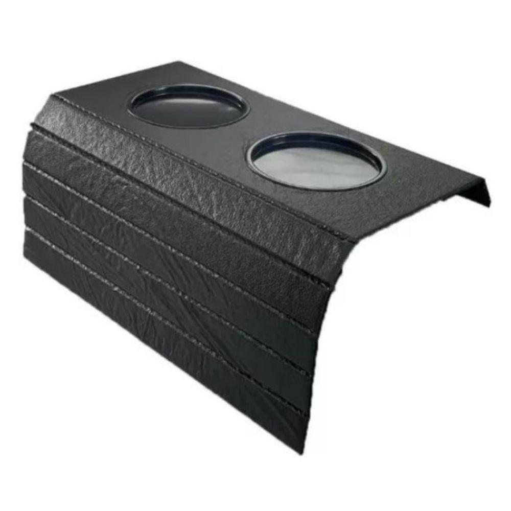 Bandeja Esteira Para Braço De Sofá De Couro Preto Com Porta Copos - 1