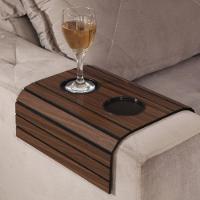 Bandeja Esteira Para Braço De Sofá Cor Mel Com Porta Copos - 3