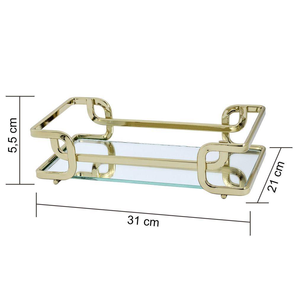 Bandeja Luana Dourada 20x30 Cm Hara - 5
