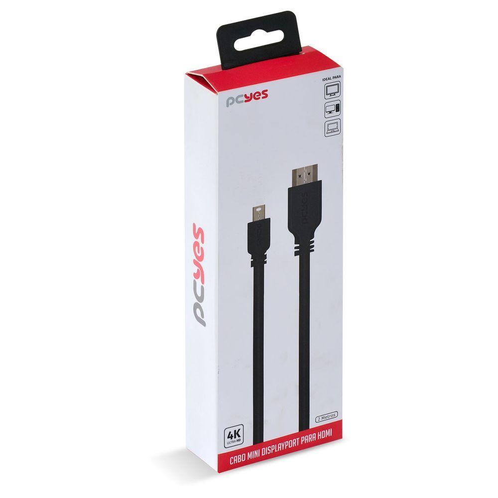Cabo Mini Displayport Macho Para Hdmi 2.0 Macho 2 Metros - Pmdph4K-2 - 2