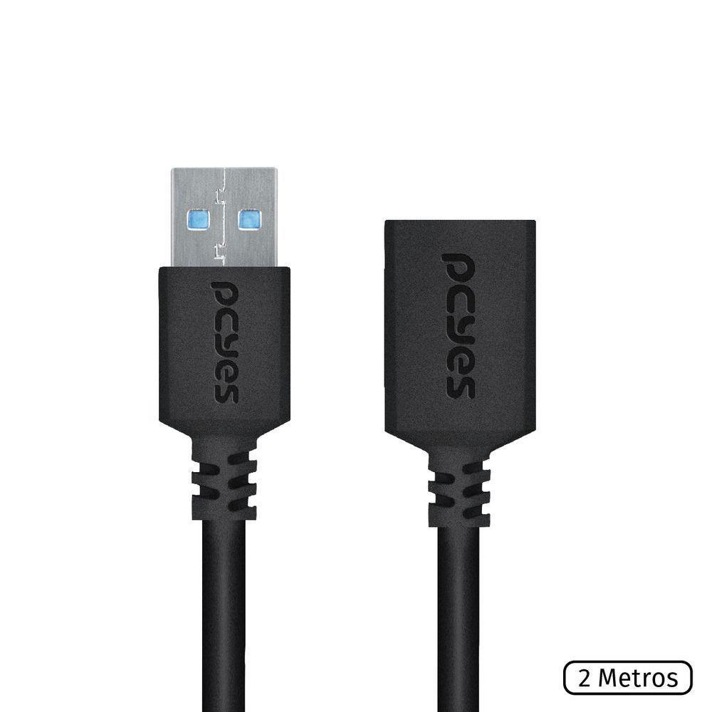 Cabo Extensor Usb A 3.0 Macho Para Usb A 3.0 Fêmea 28Awg Puro Cobre 2 Metros - Puamf3-2 - 1