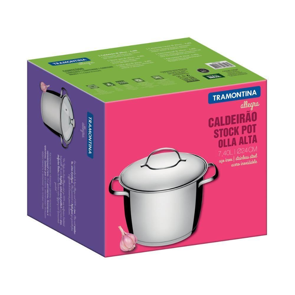 Caldeirão Allegra Em Aço Inox Com Fundo Triplo 24 Cm 7,5 L - Tramontina 62655240 - 4