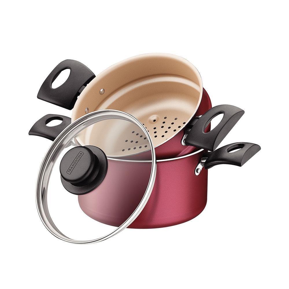 Cuscuzeira Cozi-vapore Turim Em Alumínio Revestimento Antiaderente 16cm 2 Peças Tramontina - 1