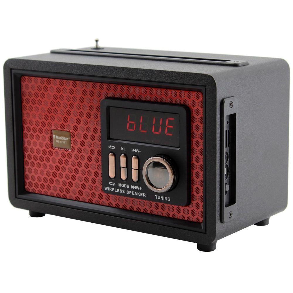 Caixa De Som Bluetooth Usb Sd Rádio Fm Vermelho Ms071bt - 3