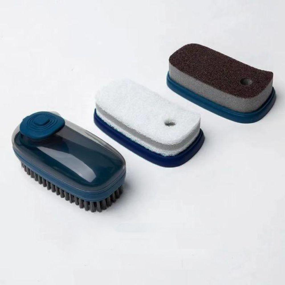 Escova Dispenser 3 Em 1 Limpeza Multifuncional Limpa Roupas Louças - 4