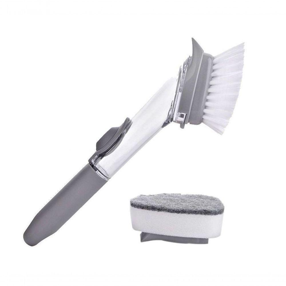 Escova De Limpeza 2 Em 1 Dispenser Detergente Esponja Limpa Cozinha Louça Kit Com 9 - 4