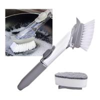 Escova De Limpeza 2 Em 1 Dispenser Detergente Esponja Limpa Cozinha Louça Kit Com 9 - 2