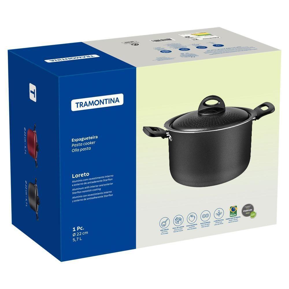 Espagueteira Alumínio Loreto Antiaderente 22 Cm 5,7l Grafite - Tramontina 20388022 - 4