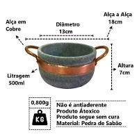 Kit 2 Cumbucas Alça De Cobre Pedra Sabão Caldo Sopa 500ml - 2