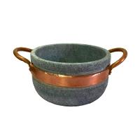 Kit 2 Cumbucas Alça De Cobre Pedra Sabão Caldo Sopa 500ml