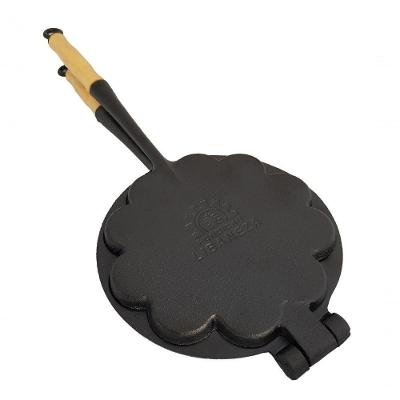 Forma Waffle Ferro Fundido Cabo Madeira Fogão A Lenha 16Cm
