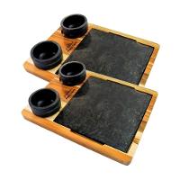 Kit 2 Tábua 04 Molheiras Em Pedra Sabão E Suporte P 20x20cm - 1