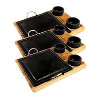 Kit 3 Grelha 06 Molheiras Em Pedra Sabão E Suporte G 25x25cm - 1