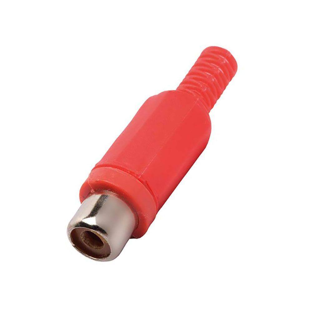 Plug Especial Rca Femea Vermelho Plastico Com Rabicho - 1