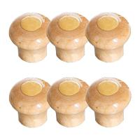 Kit 6 Puxador Tampa Vidro E Ferro Pomel Madeira E Parafuso - 1