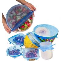 Kit 6 Super Tampas Potes Universal Stretch Silicone Premium - 1