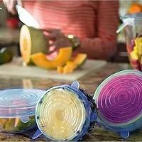 Kit 6 Super Tampas Potes Universal Stretch Silicone Premium