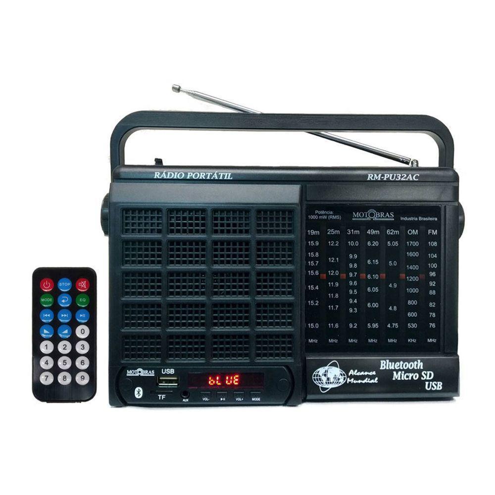Radio Portatil 7 Faixas Am/Fm/Oc 1000W Bluetooth Rmpu32Ac Motobras - 1