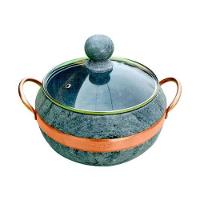 Panela Bojuda Caldeirão em Pedra Sabão Tampa Vidro 1,5L