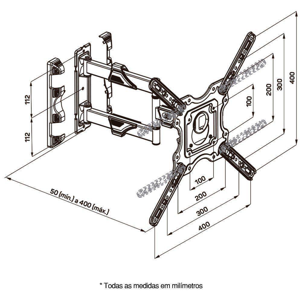 Suporte Articulado Tv 26 A 55 +cabo Hdmi 2,5m Movev4hdmi Elg - 4