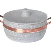 Panela De Pedra Sabão Baixa Com Alça De Cobre 1700Ml - 1