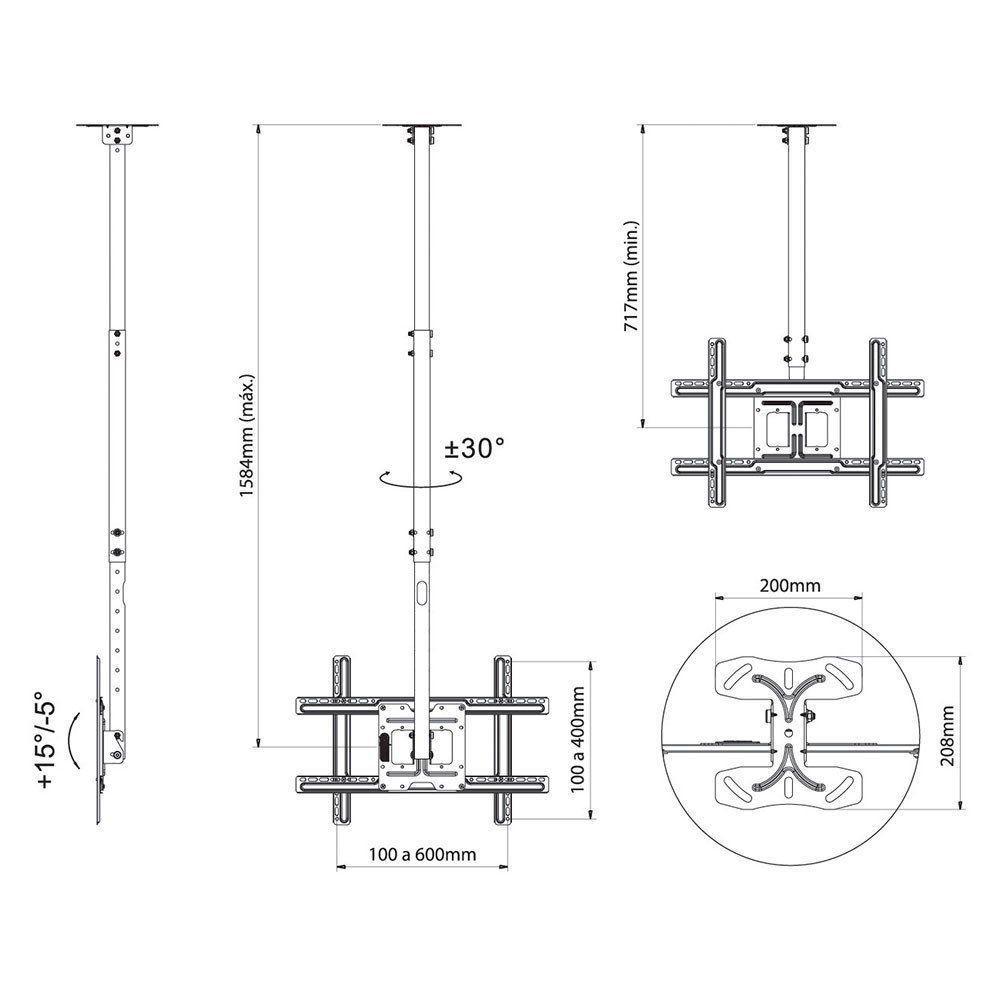 Suporte De Teto Para Tv 32 A 75 Altura Ajustável A05v6 Preto Elg - 5