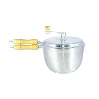 Pipoqueira Alumínio Fundido Polida Cabo Madeira N22 - 6