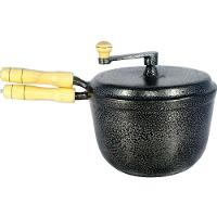 Pipoqueira Alumínio Fundido Craqueada Cabo Madeira Preta N22 - 1