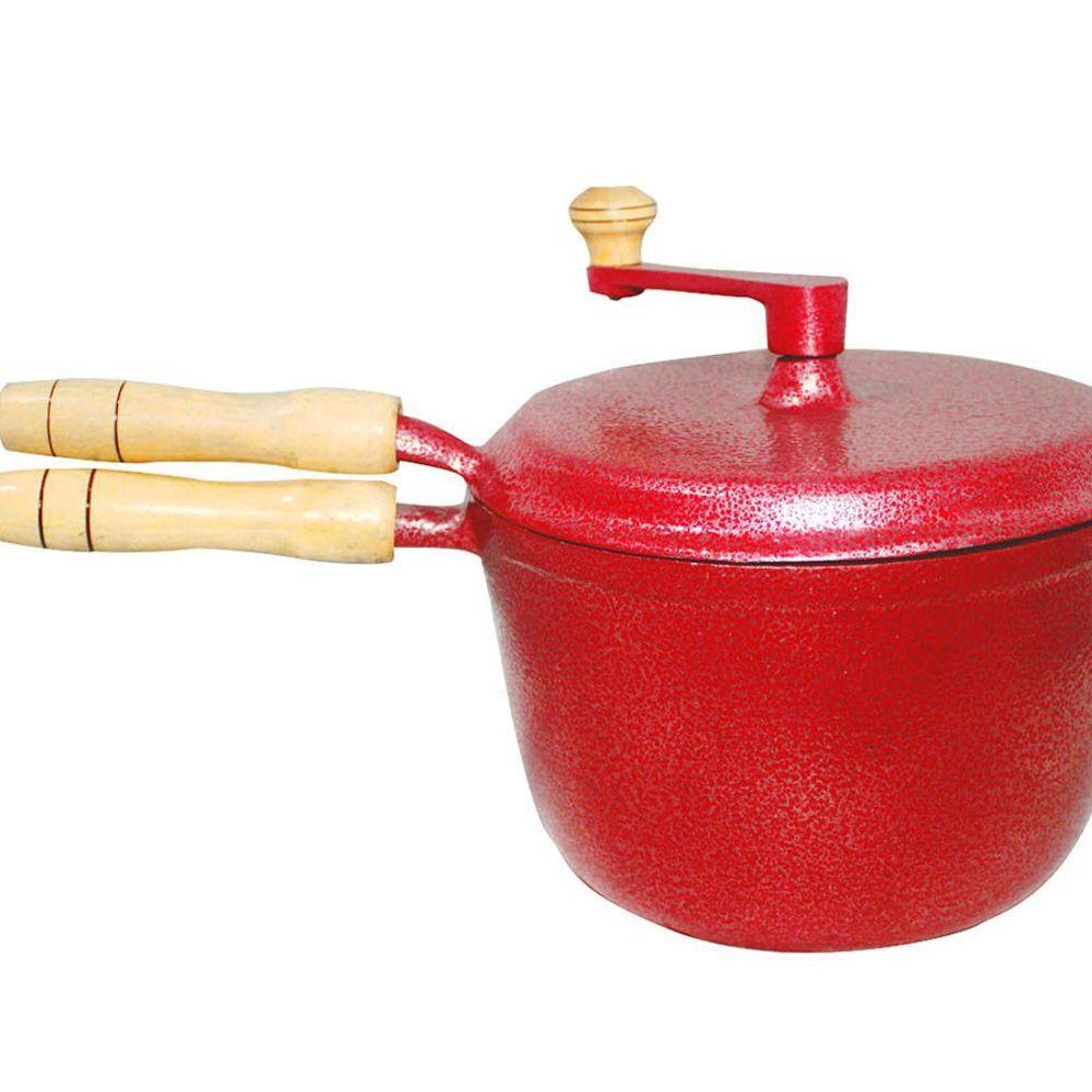 Pipoqueira Alumínio Craqueada Cabo Madeira Vermelha N22 - 1