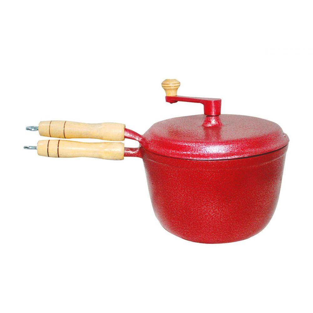 Pipoqueira Alumínio Craqueada Cabo Madeira Vermelha N22 - 2