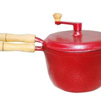 Pipoqueira Alumínio Fundido Craqueada Cabo Madeira N22 - 1